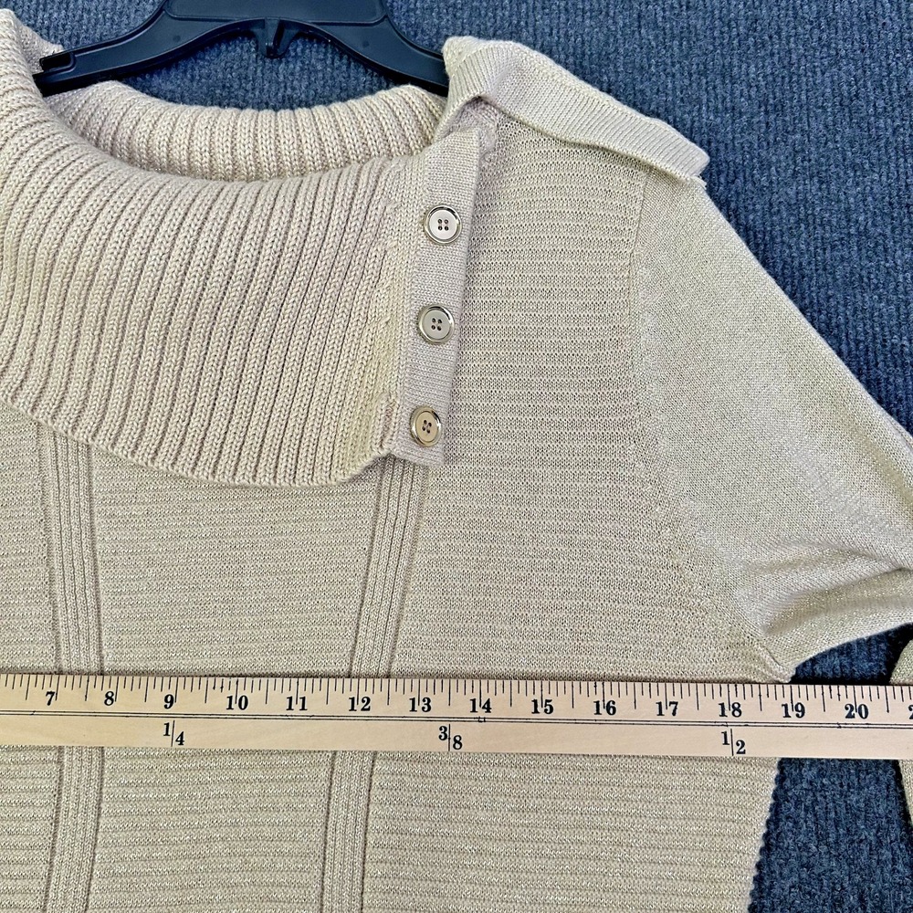 Style & Co Women XL Sweater Gold Shimmer Cowl Neck Ribbed Long Sleeve Party City - Picture 8 of 11